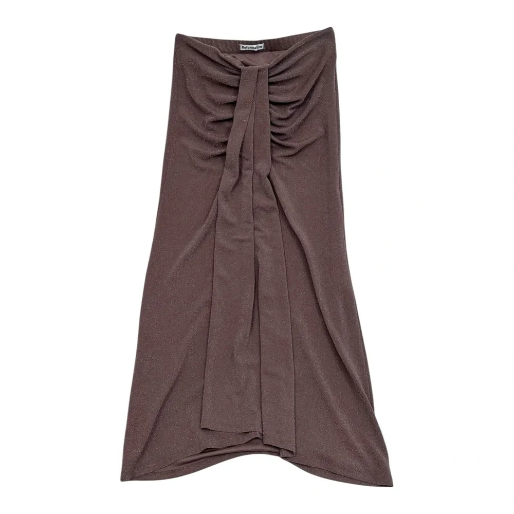 Reformation Shimmer Zion Skirt Dusty Purple Maxi Skirt - Size Medium - Picture 3 of 7